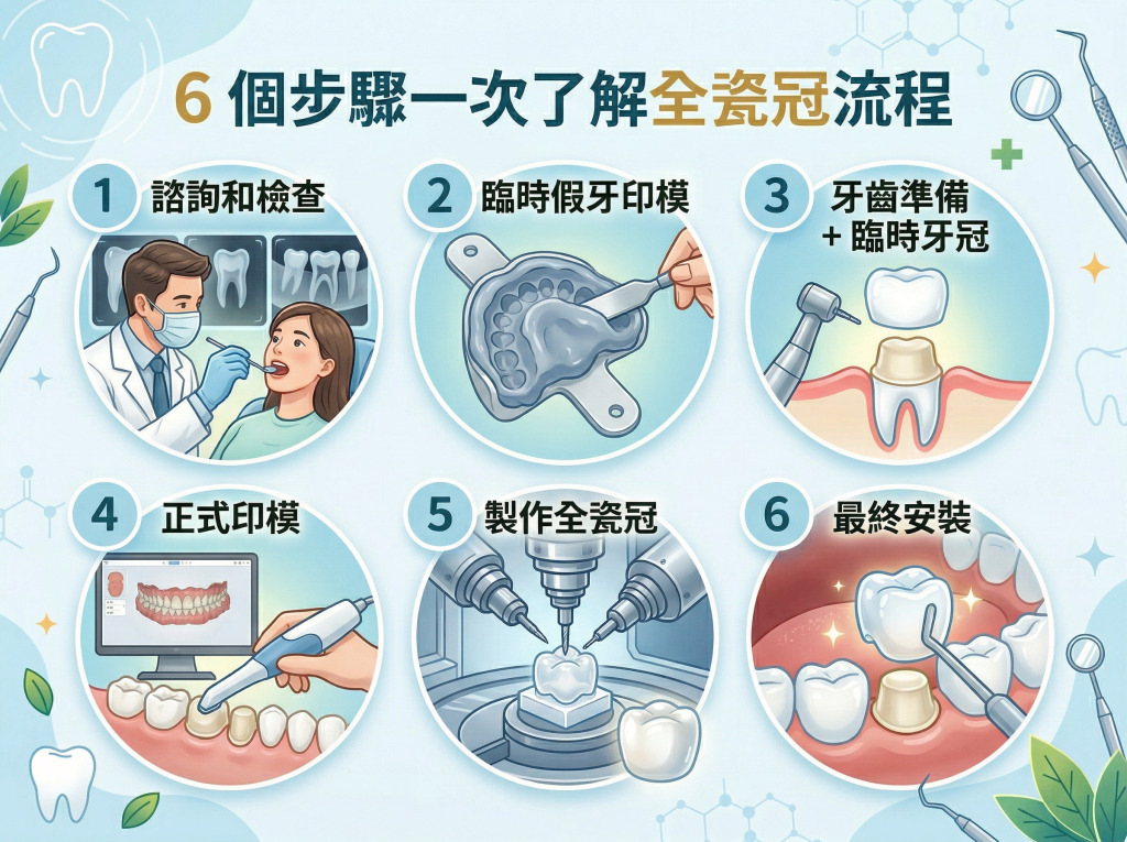 6 個步驟一次了解全瓷冠流程